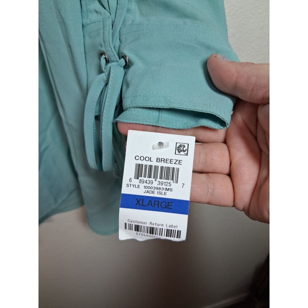 NWT JM Collection Blouse Business Casual Boho Office Preppy Teal Blue Size XL - Picture 5 of 6